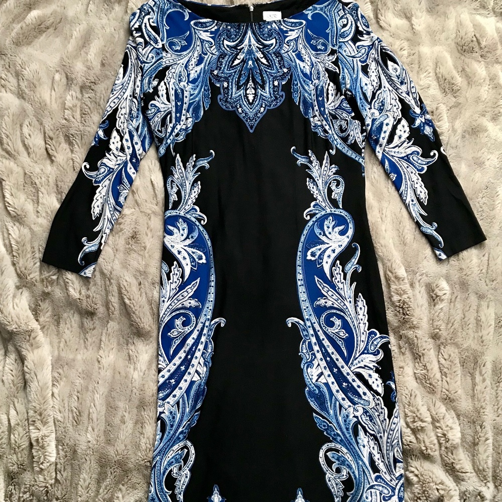 CACHE Blue & Black Boho Dress